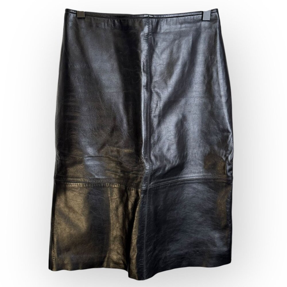 Vtg 90s Old Navy Genuine‎ Leather Pencil Skirt